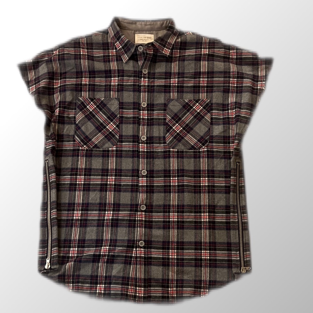 NWOT $650 Fear of God men’s sleeveless flannel shirt size large